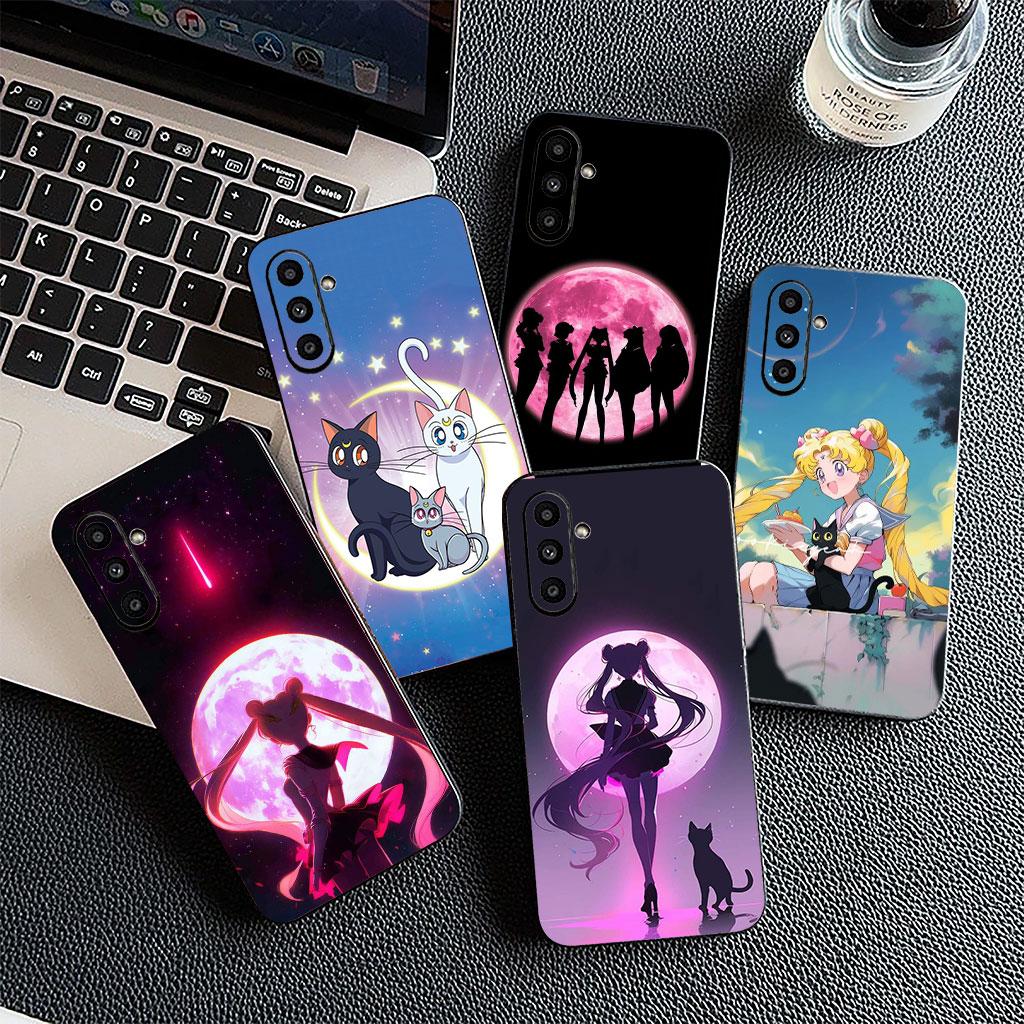 Soft Phone Cover for Samsung Galaxy S25 S24 S23 FE Plus Ultra S7 Edge A16 A15 5G s25+ Case S-Sailors Anime Girl Moon Casing