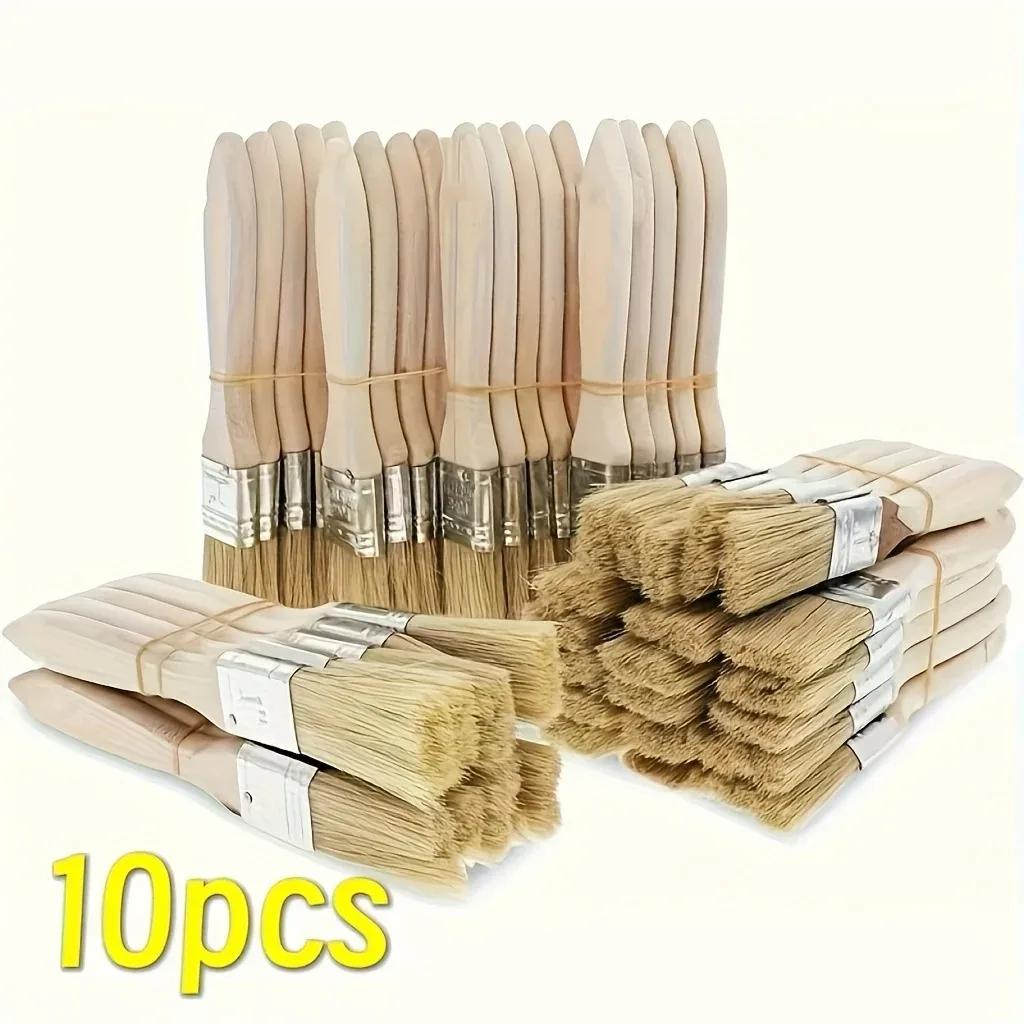 

Professional Hog Bristle Brush Set of 10 -Versatile Wooden Handle Tools for Oil Painting,Crafts,Wall Plastering&Glue Application