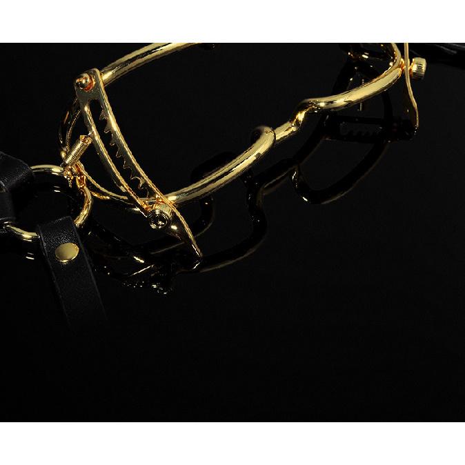 Metal Mouth Cage BDSMForced Open Mouth Ball Deep Throat Oral SexsmTraining props Adult Leather Head Bondage Harness Hood Mask