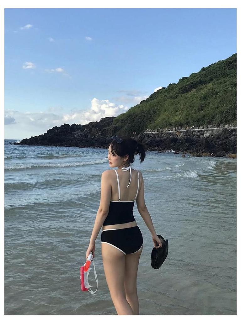 2026 New Women's Sexy Halter Solid Color Split Bikini Swimsuit