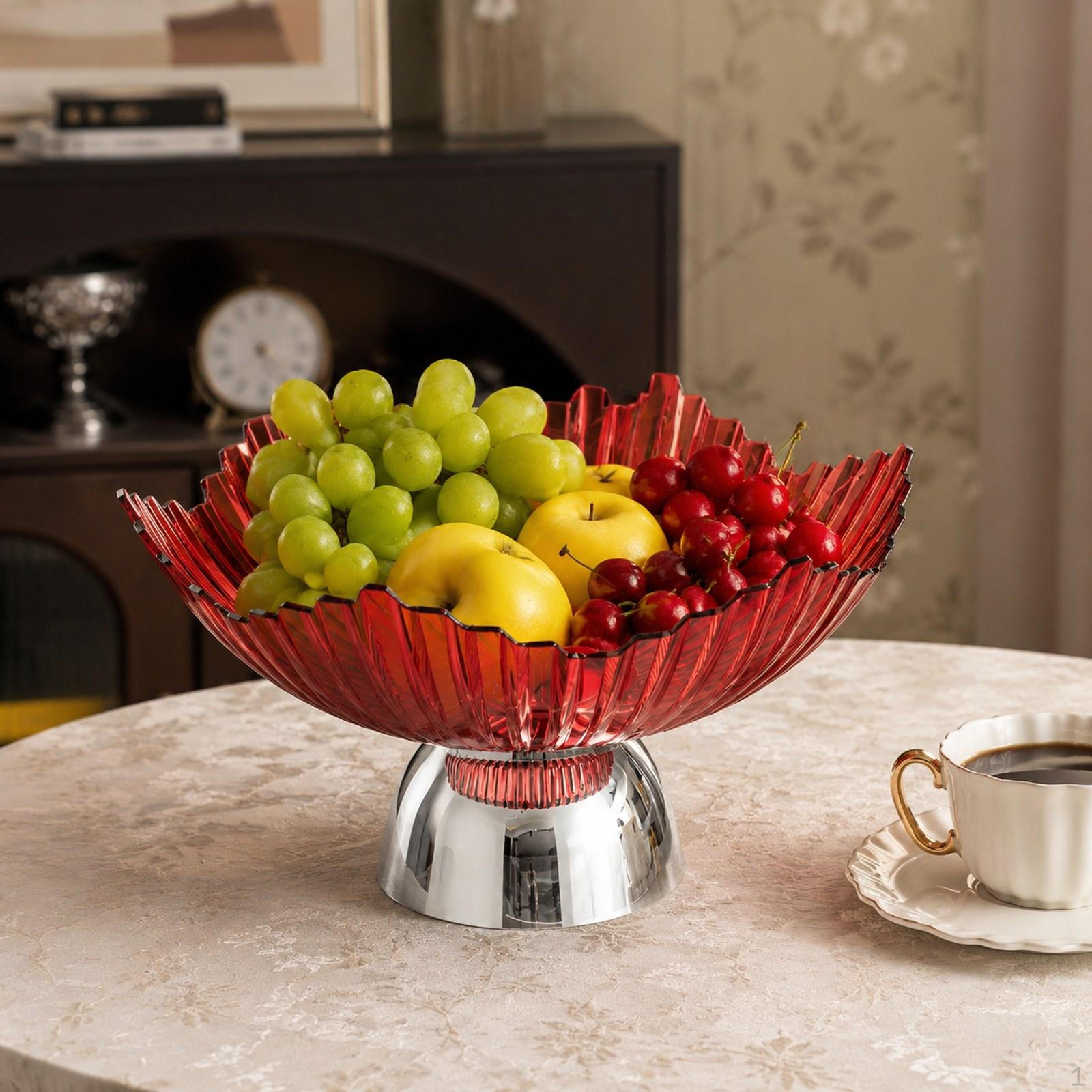

Pedestal Fruit Bowl Decoration Portable Elegant Stylish Decorative Multifunctional Snack Storage Clear Red