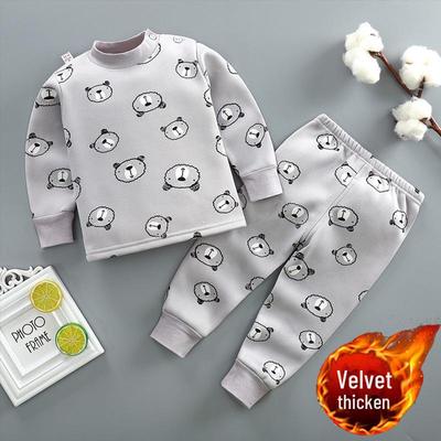 Ensemble de sous-vêtements thermiques pour bébé: Pyjama deux pièces en peluche et épais pour garçons et filles
