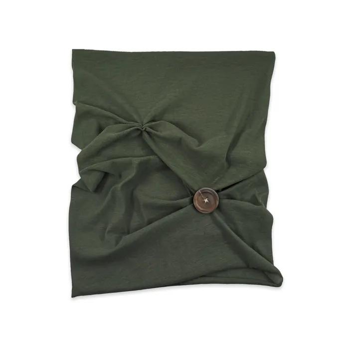 SUMMER WRINKLE BUTTON HAIR BAND BANDANA_KHAKI