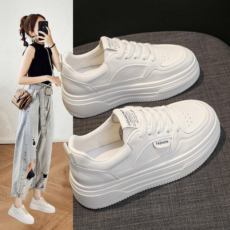 Real Soft Leather Little White Shoes Women's 2025 Summer New Versatile Popular Thick-soled Heightening Soft-soled Versatile Casual Sports Shoes
