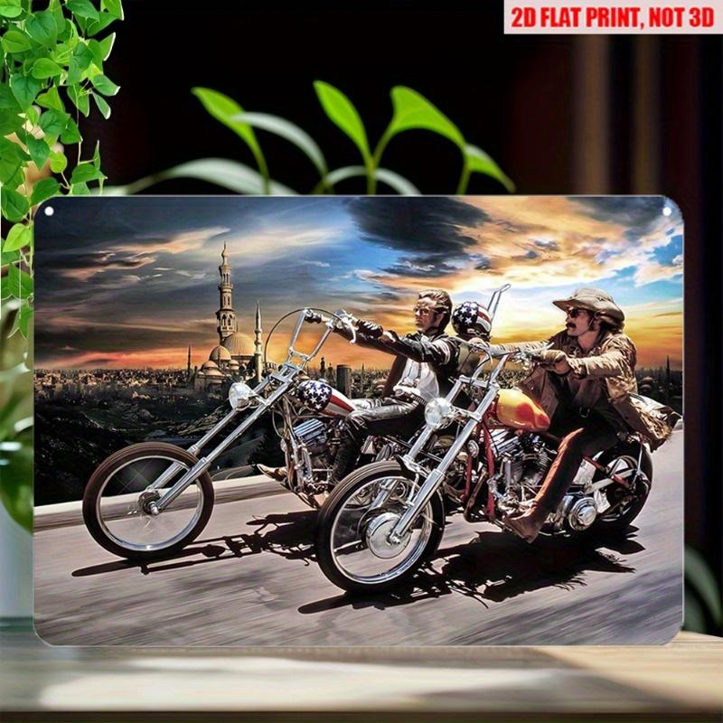 

Vintage D Flat Easy Rider Chopper Motorcycle Retro Tin Sign Classic Biker Movie Themed Metal Wall Decor with Sunset Citysca 20x30cm（7.8x11.8inch）