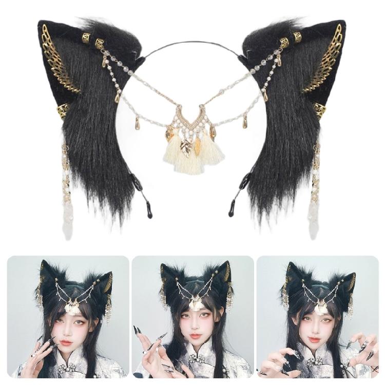 Wolf Cats Foxes Tail Wolf Ears Headbands Halloween Christmas Party Costume Toy Gift for Woman Man Cosplay