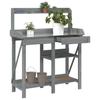 VidaXL Potting Bench with Shelves, Plant Stand with Drawer, Garden Furniture Patio Terrace, Grey Solid Wood of 368433