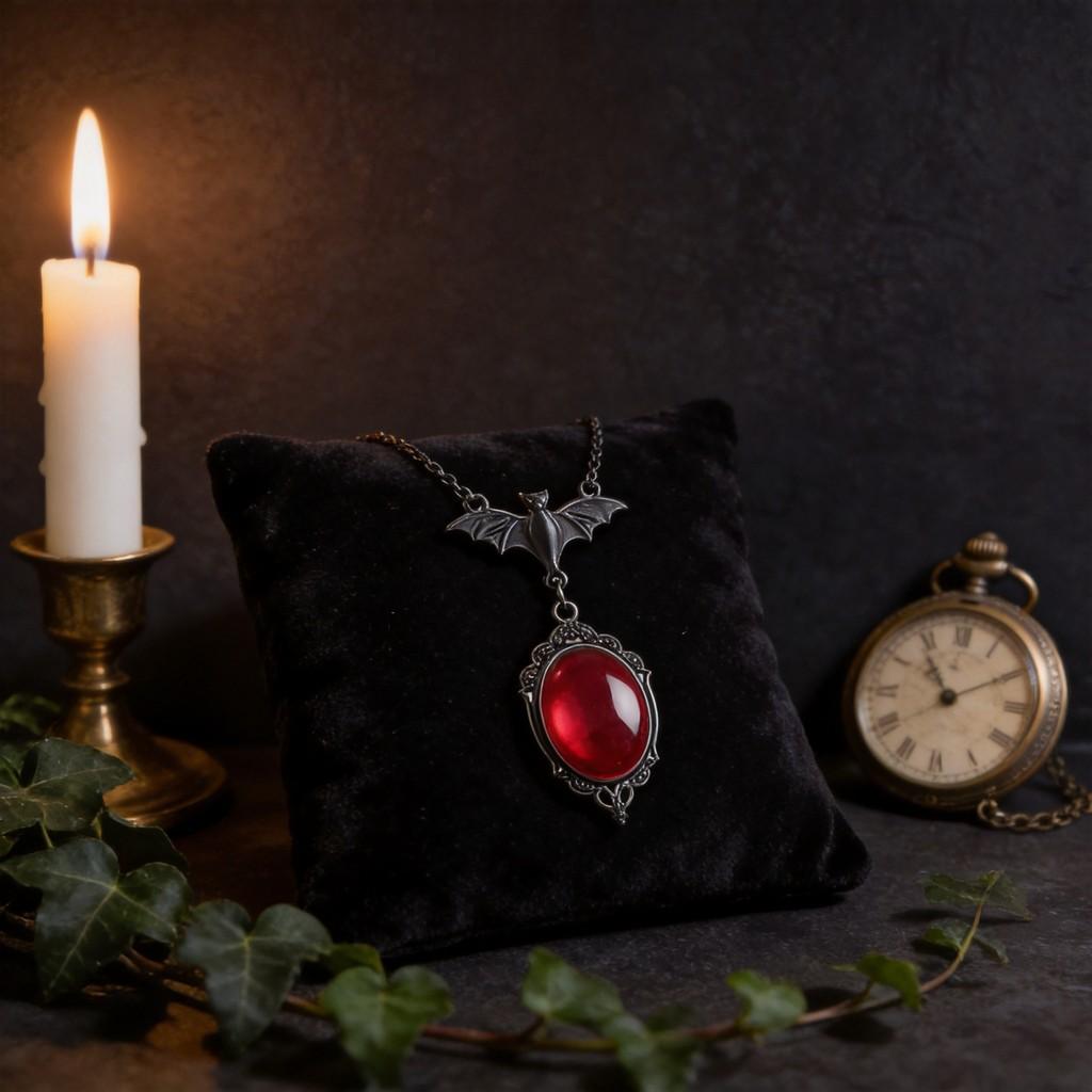 Gothic Bat Necklace For Women With Vampire Pendant And Cross Chain Style