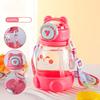 Cute Cartoon Student Water Bottle 600ml/20.29oz Food-Grade Material Portable with Straw and Strap for Travel Sports 1 Pack