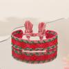 Embroidered Colorful Flower Bracelets Adjustable Rope Boho Weave Bracelet  Women Girls