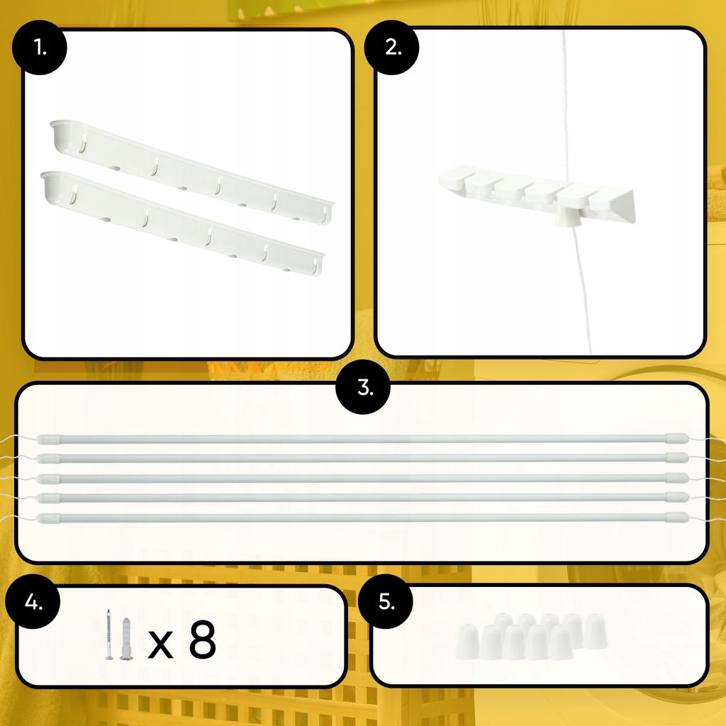 KADAX Bathroom Ceiling Laundry Dryer 5 Bars Durable Solid