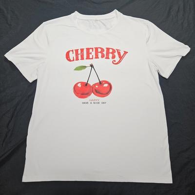 Cherry Graphic Tee; Minimal Fruit Design; Unisex White  Adult Unisex T-Shirt