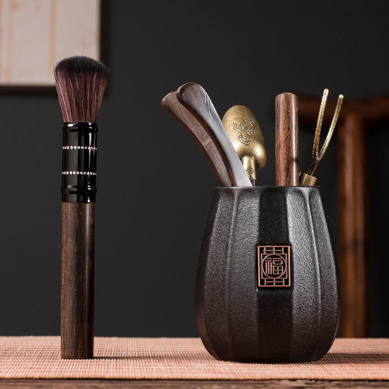 Chinese Style Tea Making Tools Tea Ceremony Six Gentleman Tea Set Tea Table Ceramic Cans Ebony Utensils Tea Combination Supplies
