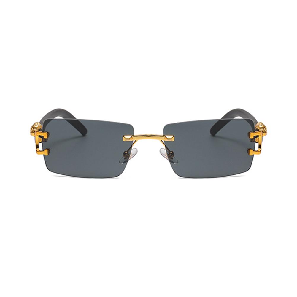 Rectangle Sunglasses For Women Men Rimless Retro Metal Square Sun Glasses With Animal Decoration For Outdoor Party Club