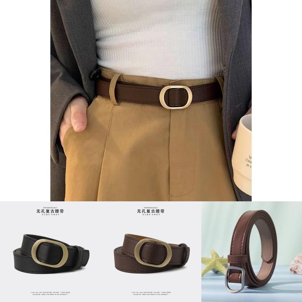 Vintage Korean Metal Ins Belt For Jeans With No Holes Elegant Black And Brown Design