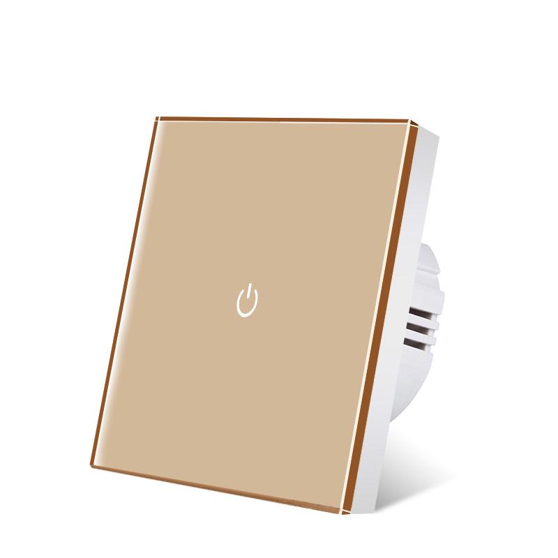 

Европейский стандарт закаленное стекло сенсорная панель настенного выключателя Core-shaped gold one-open white bottom