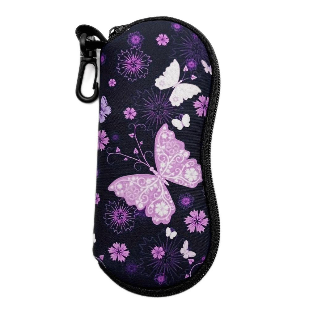 Birds Butterfly Floral Print Eyeglass Case Portable Zipper Sunglasses Pouch Protective Eyewear Holder for Women Men Travel