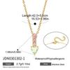 Women's Shiny Zircon Heart Pendant Necklace Sweet Color Geometric Gold PVD Plated Suitable for Graduation Gift