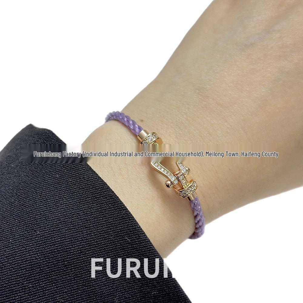 Fei Jia February Birthstone Purple Horseshoe Buckle Unisex DIY Bracelet