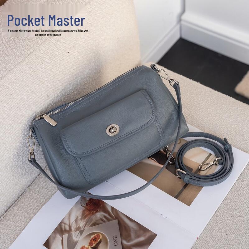 Dou Xiaozhu Tumbled Cowhide Versatile Shoulder Bag