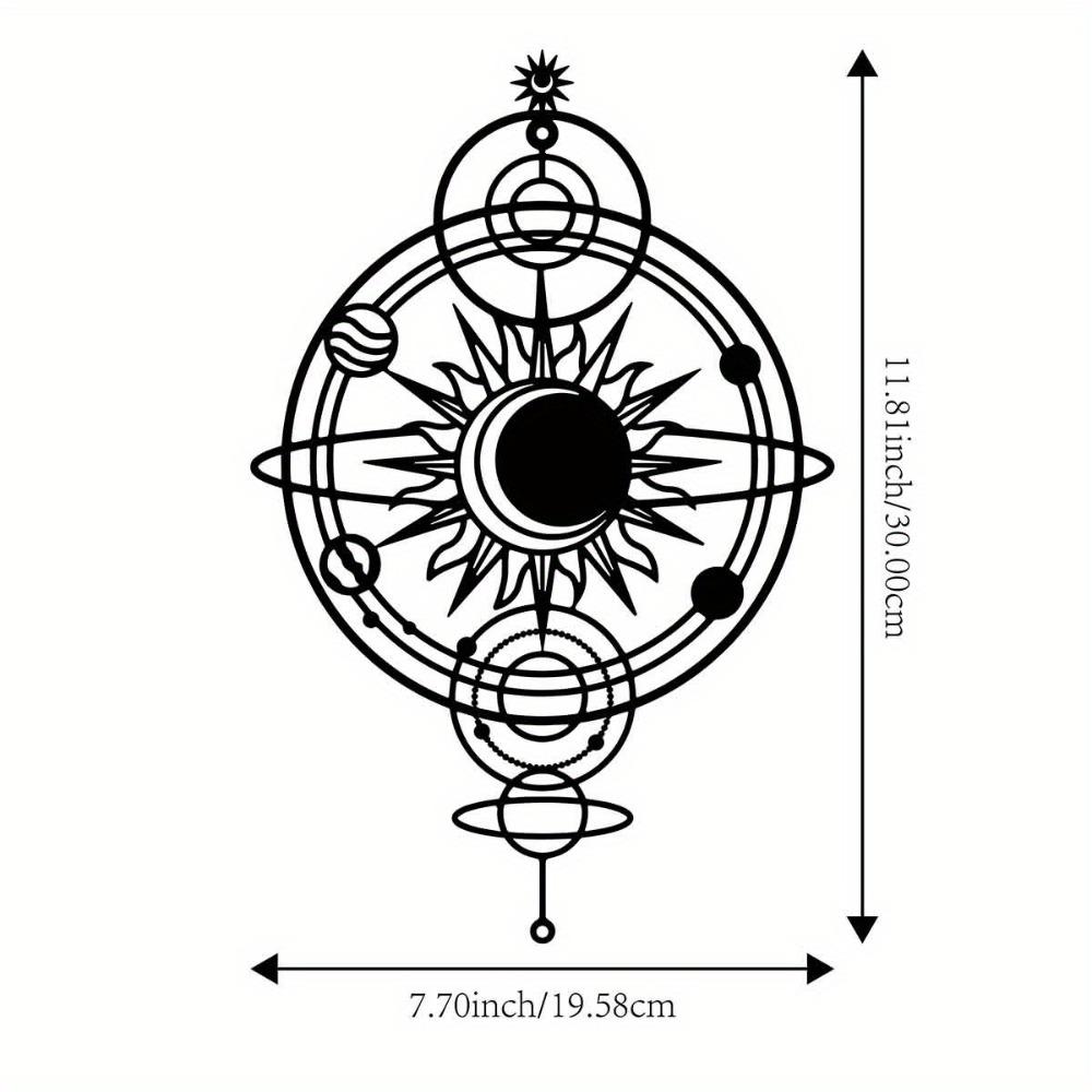 

2D Flat Metal Wall Art Planet Mural for Indoor Outdoor Living Room Terrace Balcony Garden Fence Decor 12in