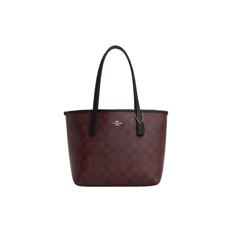 

COACH shoulder bag City 23 Gold Label Logo Classic Presbyopia Snap Button Coated Canvas and Smooth Leather Tote Tote Shopping Hand-held Medium Women’s золотий