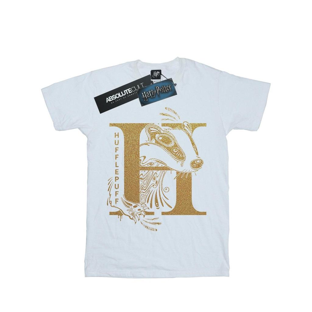 HARRY POTTER Boys Hufflepuff Glitter T-Shirt