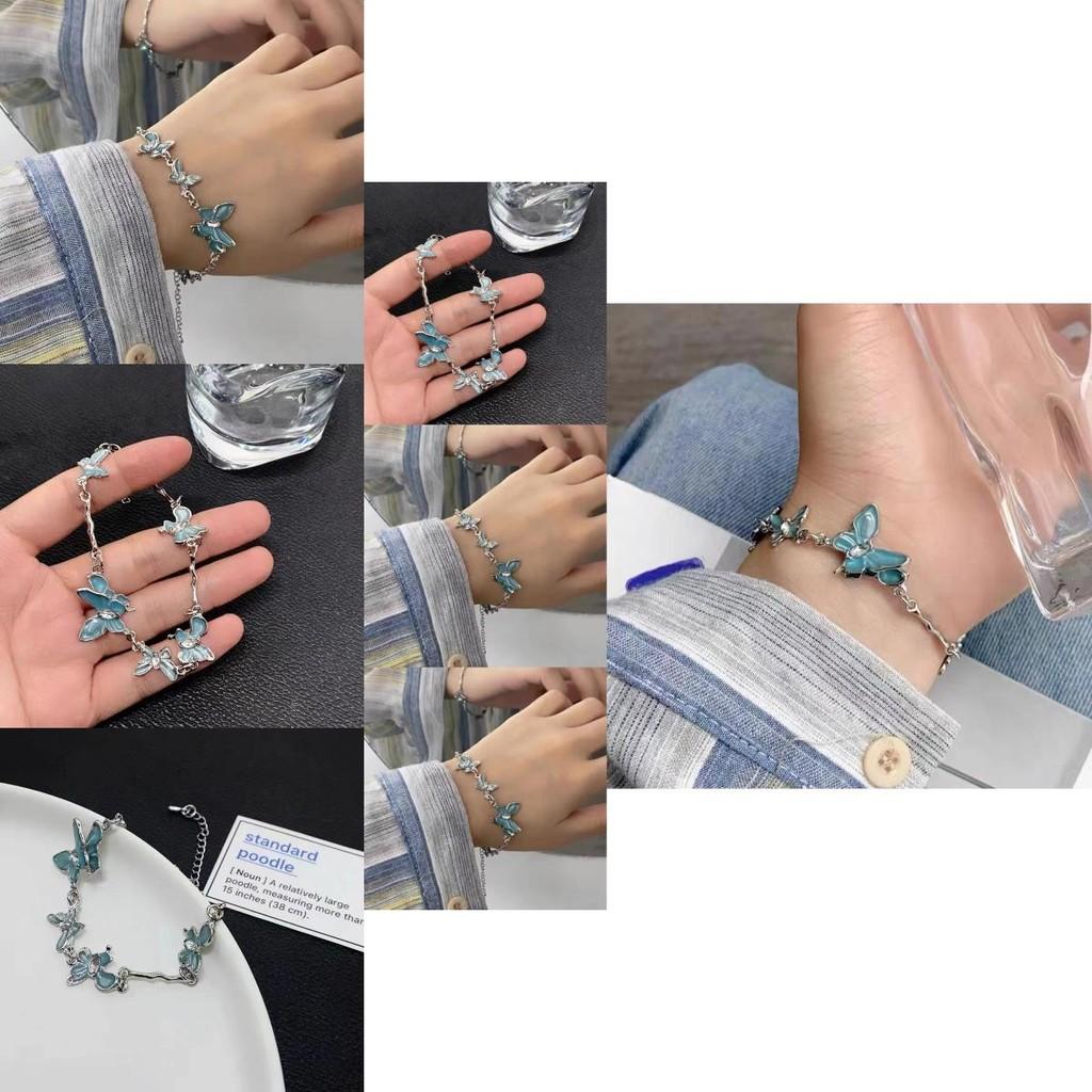 Alluring Blue Butterfly Womens Bracelet Trendy Alloy Plated Summer Jewelry