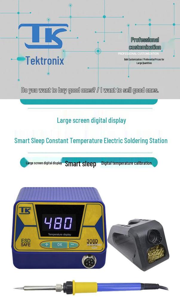 Tek 308D Adjustable Temperature Soldering Station with Digital Display and Smart Sleep Function