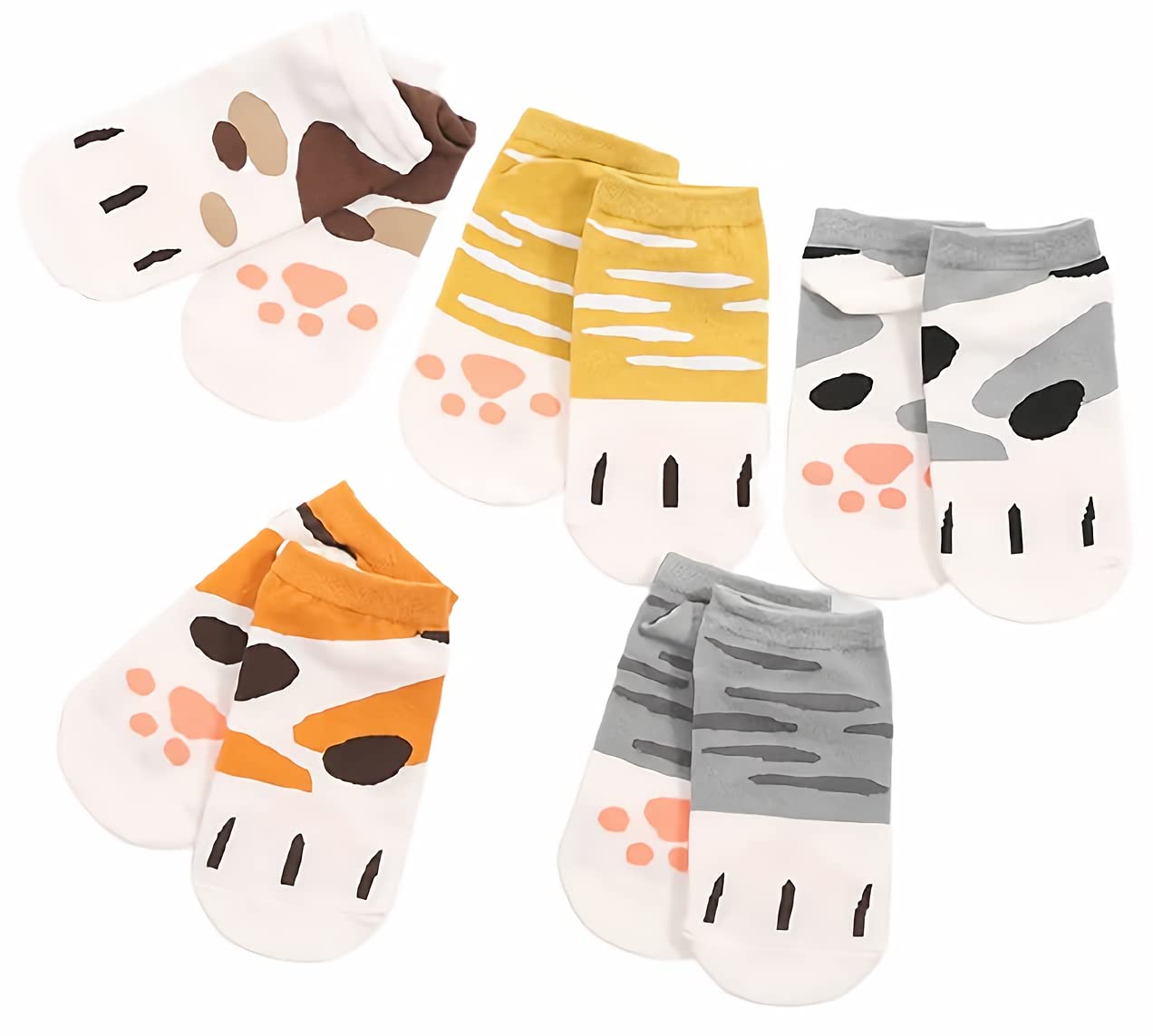 

Носки для кошек из носков для кошек, носки-кроссовки, длина до щиколотки, рисунок с изображением кошки [Neko Town] (Набор 5) Женский (Тип G)