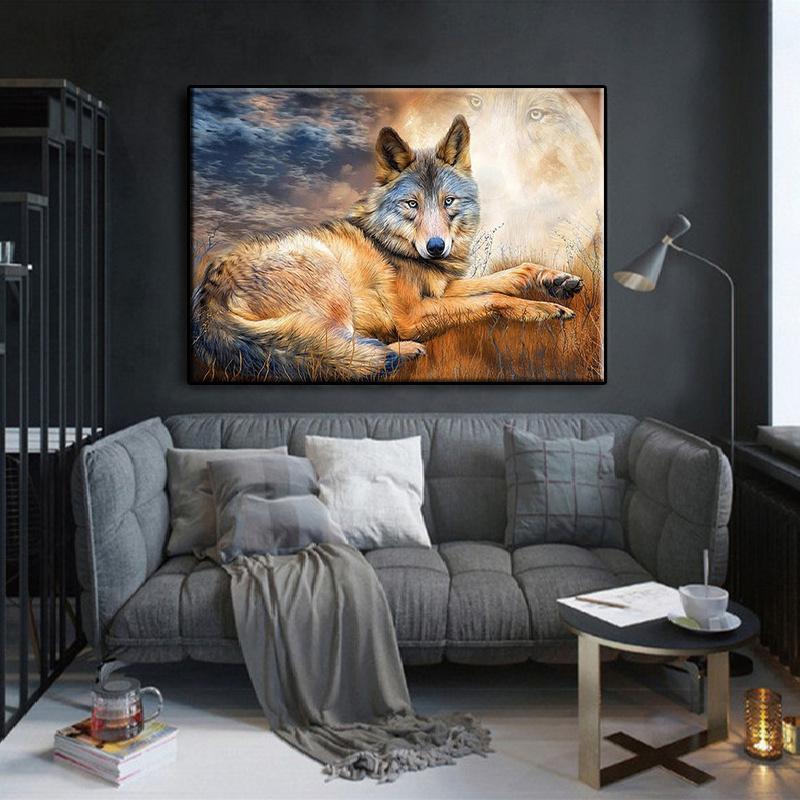 5D Diy Diamant Pictură Prairie Animal Lup Set punct de cruce complet broderie cu diamante Mozaic Artă Imagine cu strasuri Decor Cadou