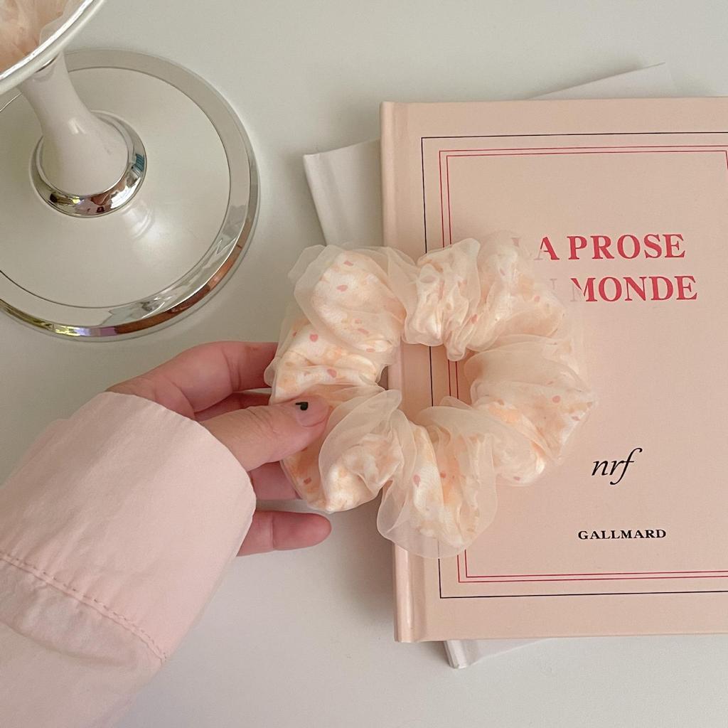 Sweet Korean Style Floral Mesh Hair Tie with Large Intestine Design - School Style Rubber Band E18