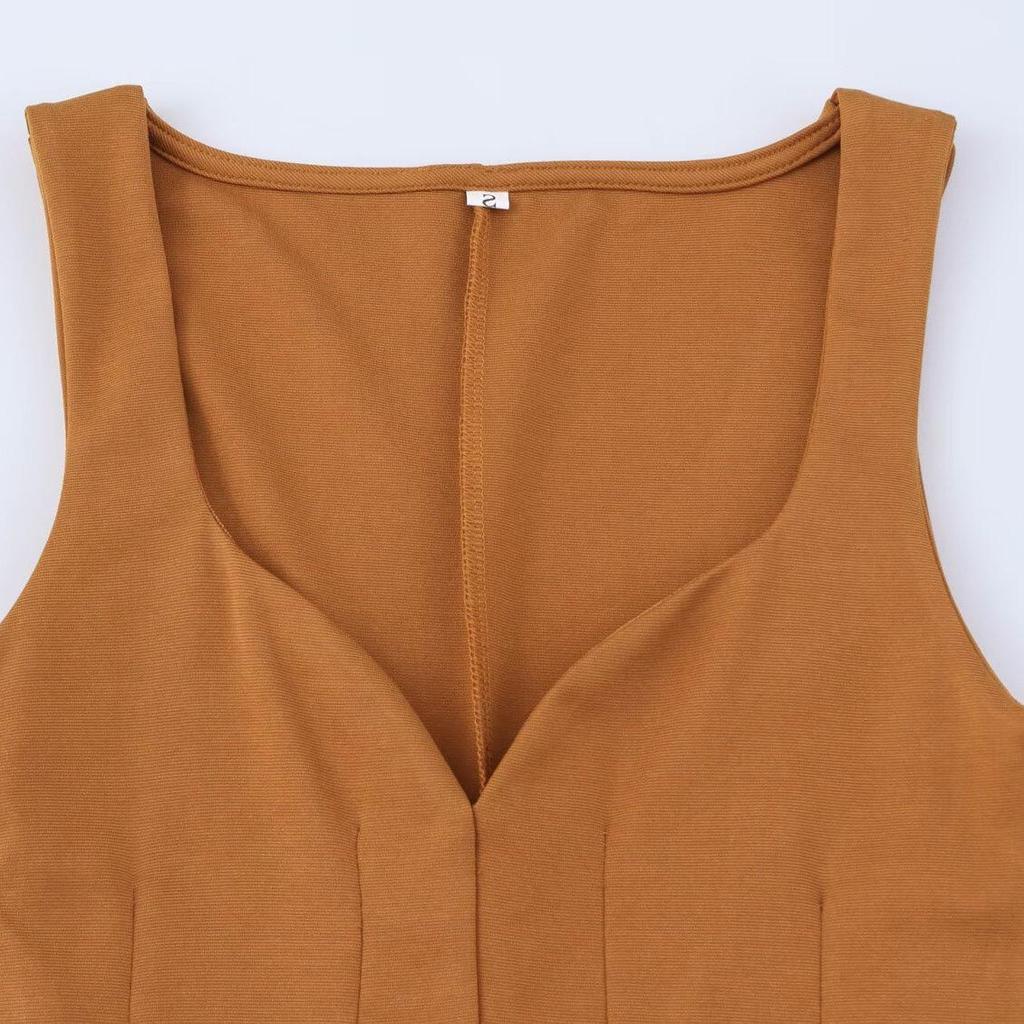 TAOP&ZA Summer Women's V-neck Sleeveless Long Jumpsuit