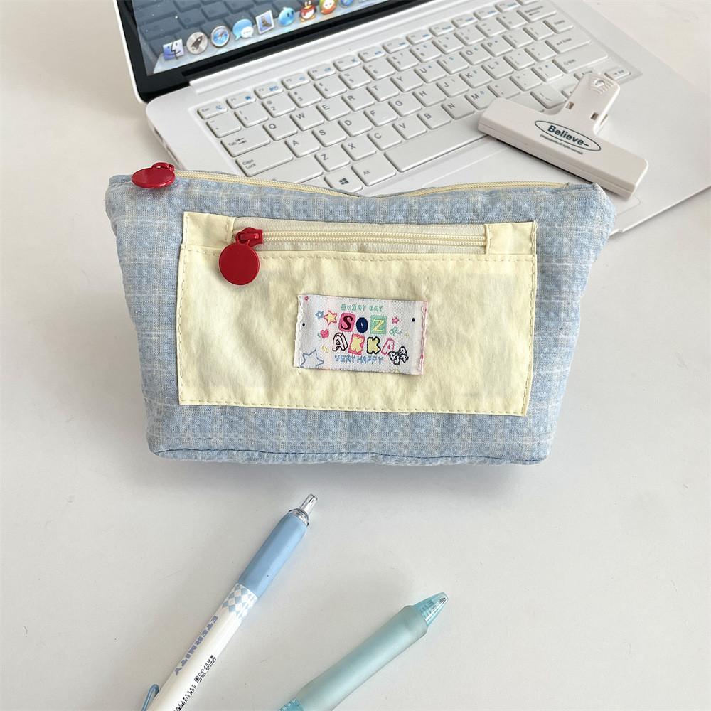Canvas Multicompartment Pencil Case With Large Capacity For Students And Office Use