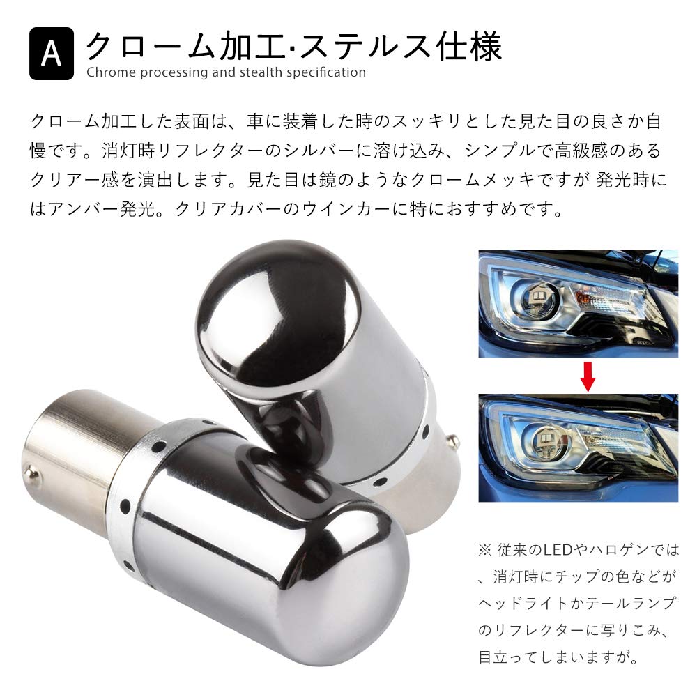 Futwod S25 LED, Single, Turn Signal, Stealth Bulb, HyperFlash Protection, Amber 1156, BAU15S, PY21W,