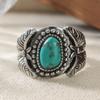 Vintage Inlaid Imitation Turquoise Women's Ring Ethnic CopperColor Hand Carving Bee Daily Wear Party Jewelry Anniversary Gift