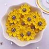 10pcs Vibrant Yellow & Black Resin Flower Embellishments, 20mm - Perfect for DIY Crafts & Garden Decor with Flat Back Stones