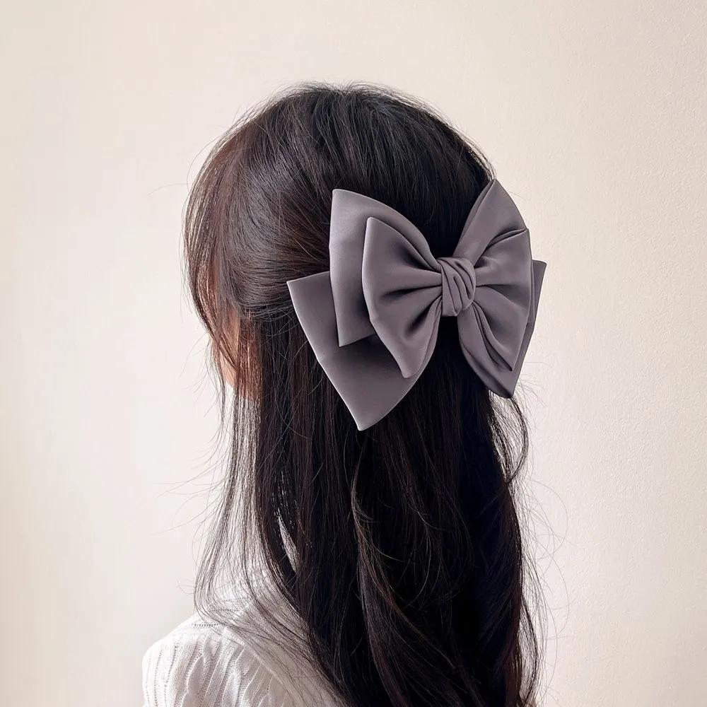 Hairpin Angel Scrunchie Silk 3-Tier Knot Gray Hair Ornament Ribbon Pin Lovely Point Commerce Pick JL