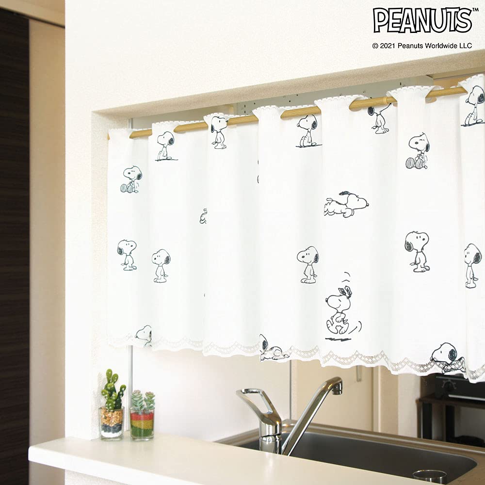Noren Kobo Snoopy Goods Cafe Curtains for Small Windows Room Dividers Curtains Simple SNOOPY PEANUTS Width 120 x Length 45cm Cafe Curtains Random