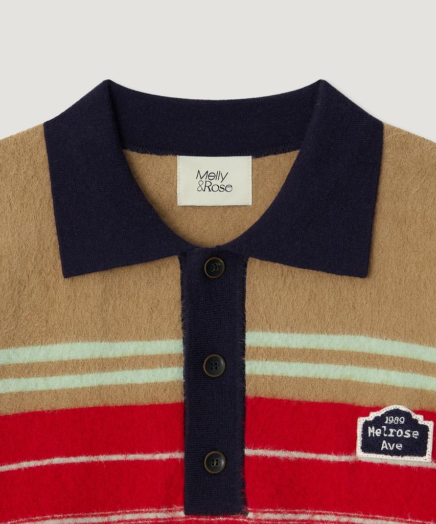 MELLY&ROSE Fluffy Stripe Polo Knit (310255)_Beige