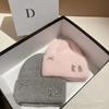 2025 New Fashion Rabbit Hair Diamond Letter Hat Women's Winter Warm Knit Hat Designer Women's Casual Hat Ski Hat