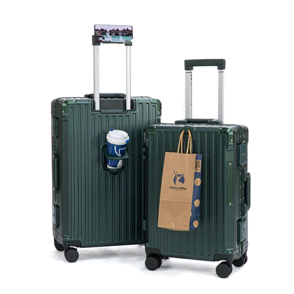 24" Aluminum Frame Luggage: Silent Zipper Trolley with Combination Lock, Universal Wheels, Wear-Resistant