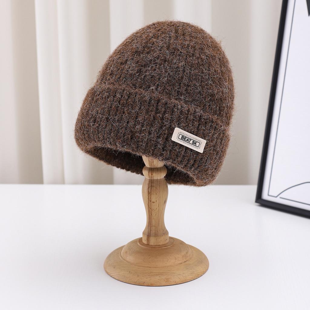 Small Face Warm Wool Hat Female Tide Autumn And Winter Versatile Letter Men Thickened Knitted Hat Cold Hat