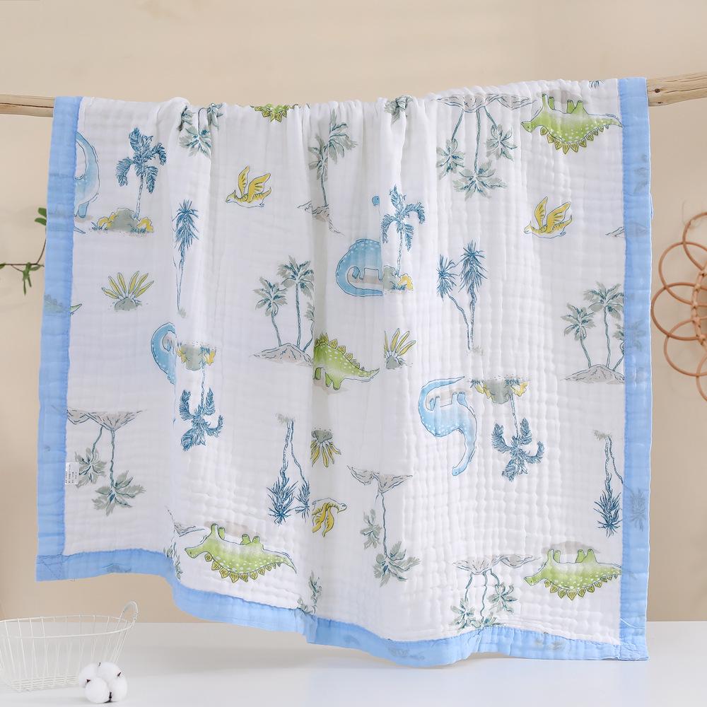 Pătură personalizabilă cu șase straturi din bumbac seersucker pentru copii și prosop pentru bebeluș - Moale, absorbant și pătură cu margine lată