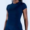 High-Stretch Seamless Nylon Yoga T-Shirt: Moisture-Wicking, Tight-Fit, Hip-Length Short Sleeve