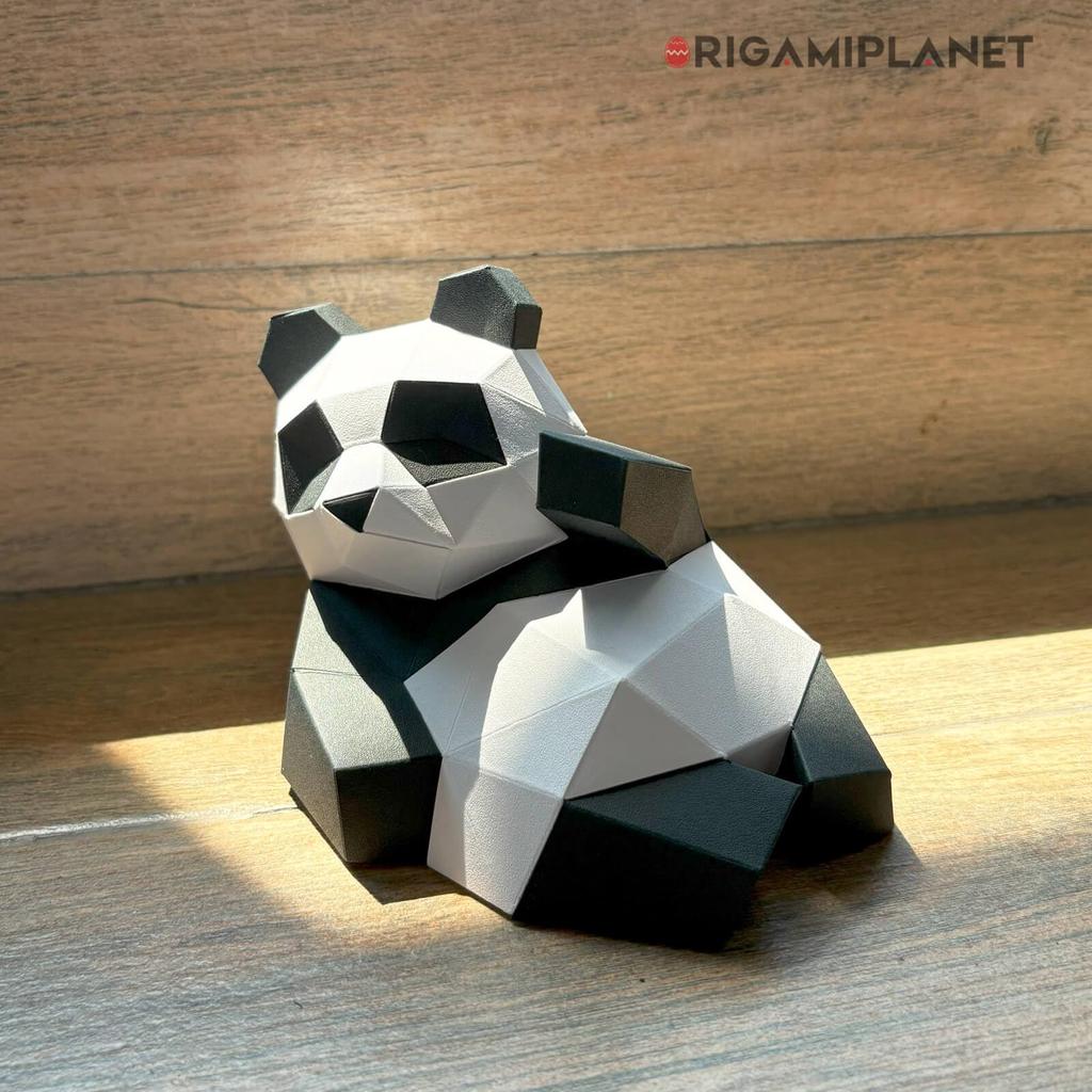 ORIGAMIPLANET 3D Origami Papercraft Kit Panda Fun DIY 3D Panda Paper Art Model for Teens Easy Handmade Animal Figurine Sculpture Gift Set for
