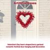 3D 40cm Valentine's Day Heart-Shaped Berry Wreath, Holiday Door Hanging Wall Decoration, Artificial Flowers, Indoor Fireplace Decoration