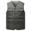 Men's Lightweight Winter Down Vest - Multi-Pocket, Thickened, Warm Workwear for Middle-Aged and Elderly.