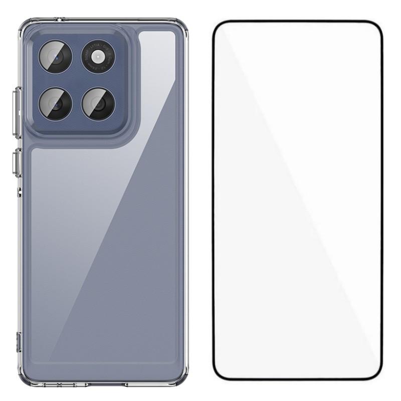 For Motorola Edge 60 Fusion 5G Case WANLONFENG MF Series TPU Acrylic Clear Phone Cover with Tempered Glass