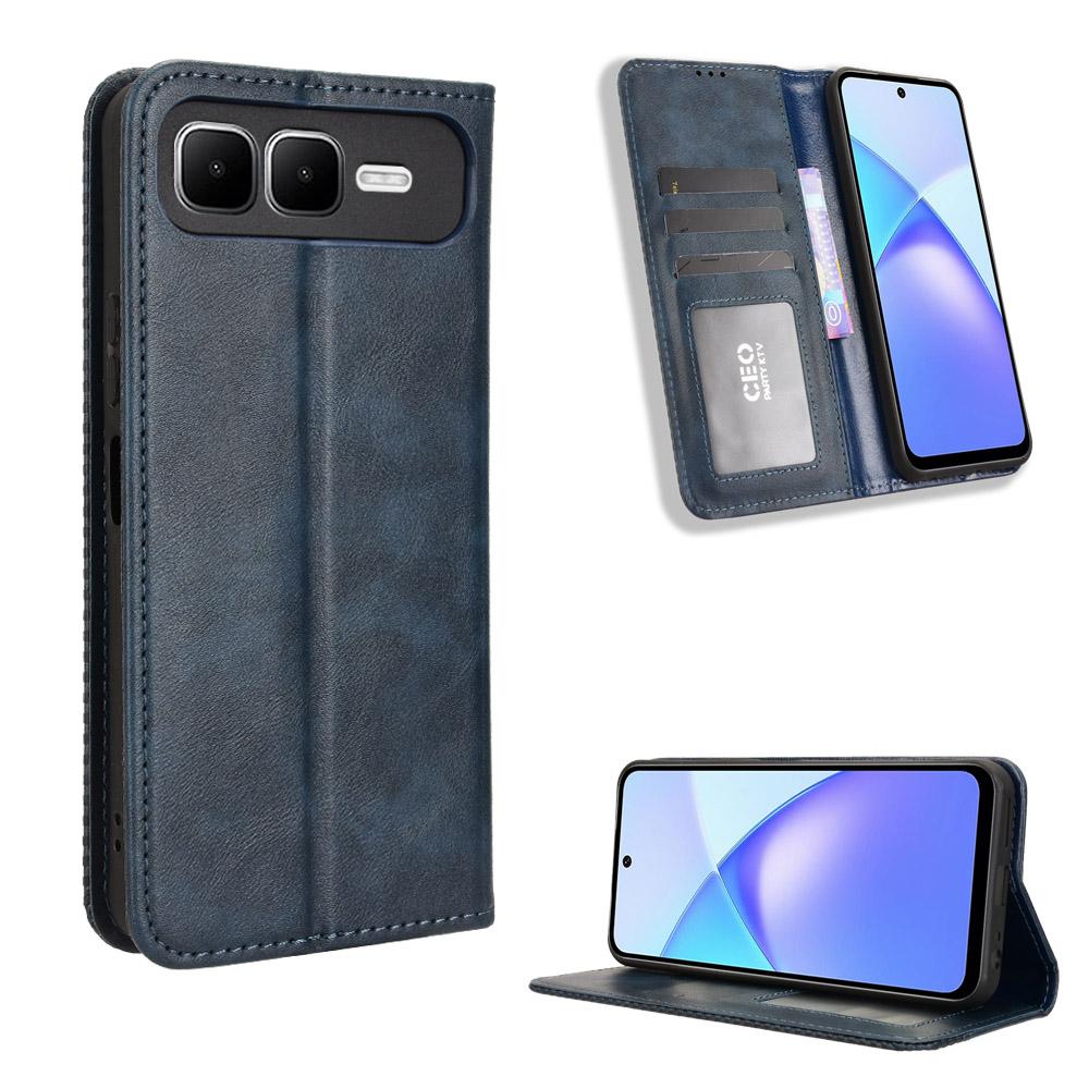 For Infinix Smart 10 Plus Leather Case Wallet Stand Retro Texture Phone Cover
